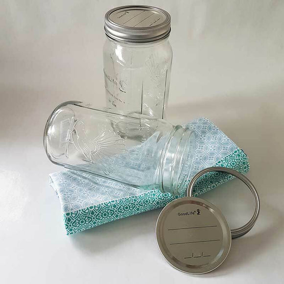 1ltr Glass jar with Metal dome and band (Set of 3, 6 or 12) from $21.95