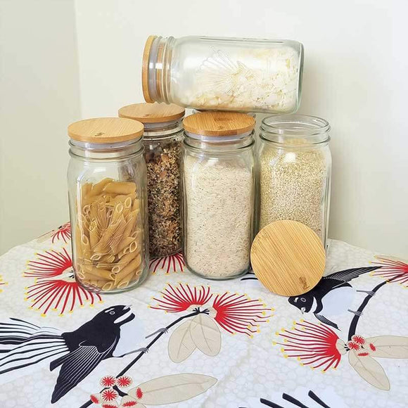 1 Ltre Glass jar with Bamboo lid (Single or set of 4)