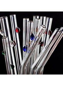 Set of 4 Decorative dot Glass Dharma straws.
