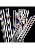 Set of 4 Decorative dot Glass Dharma straws.
