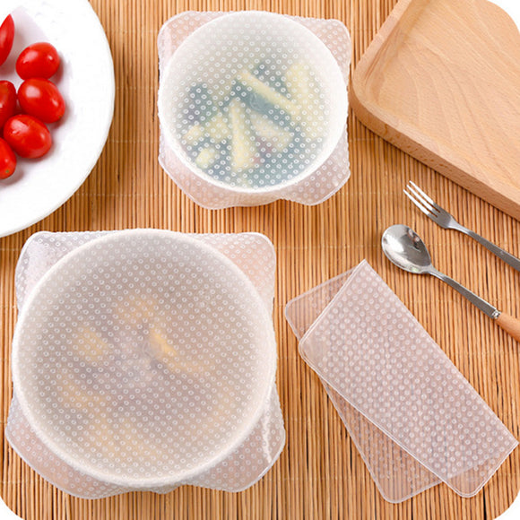 Silicone reusable food covers:  4 pack